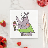 Grappige Cartoon neushoorn eten Ice Cream Cute Ani Servet
