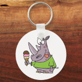 Grappige Cartoon neushoorn eten Ice Cream Cute Ani Sleutelhanger