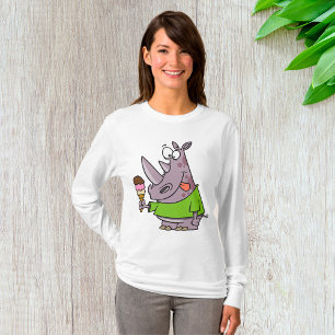 Grappige Cartoon neushoorn eten Ice Cream Cute Ani T-shirt