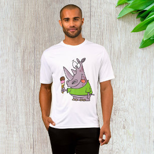Grappige Cartoon neushoorn eten Ice Cream Cute Ani T-shirt