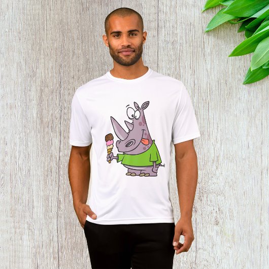Grappige Cartoon neushoorn eten Ice Cream Cute Ani T-shirt