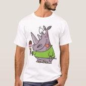 Grappige Cartoon neushoorn eten Ice Cream Cute Ani T-shirt (Voorkant)
