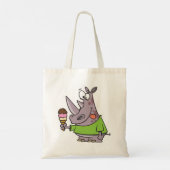 Grappige Cartoon neushoorn eten Ice Cream Cute Ani Tote Bag (Achterkant)