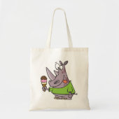 Grappige Cartoon neushoorn eten Ice Cream Cute Ani Tote Bag (Voorkant)