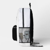 Grappige Cartoon _ Nieuwe Smartphone vs Oude Telef Bedrukte Rugzak (Rechts)