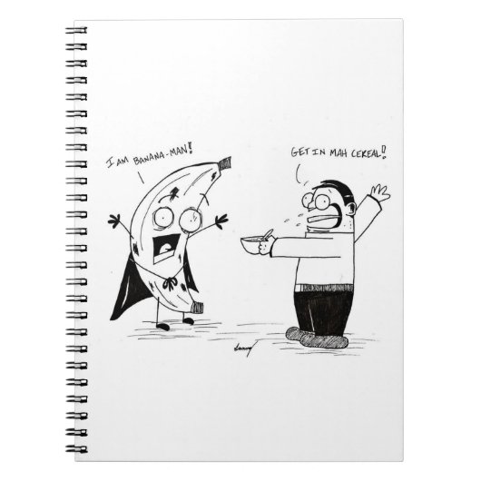 Grappige Cartoon Notitieboek van Bananenman (Voorkant)