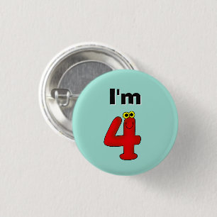 Grappige Cartoon Nummer 4 Kinderen 4e Verjaardag Ronde Button 3,2 Cm