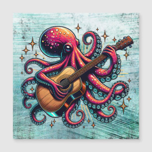 Grappige Cartoon Octopus Spelen Gitaar
