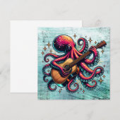 Grappige Cartoon Octopus Spelen Gitaar (Voorkant / Achterkant)