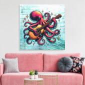 Grappige Cartoon Octopus Spelen Gitaar Canvas Afdruk (Insitu (Woonkamer))