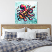 Grappige Cartoon Octopus Spelen Gitaar Canvas Afdruk (Insitu (Slaapkamer))