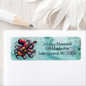 Grappige Cartoon Octopus Spelen Gitaar Etiket (Insitu)