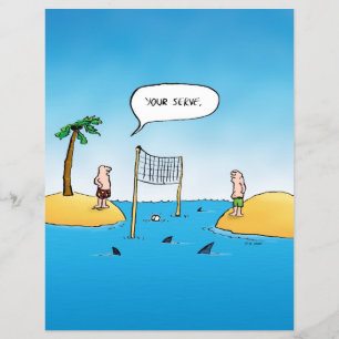 Grappige Cartoon over Haaienvolleybal Flyer