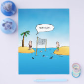 Grappige Cartoon over Haaienvolleybal Flyer (Enkel)