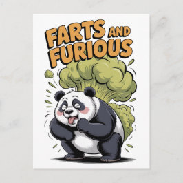 Grappige Cartoon Panda laat een Scheet op een Feestdagenkaart
