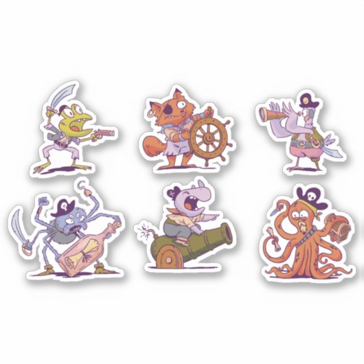 GRAPPIGE CARTOON PIARTE ANIMALS KARAKTERSET STICKER (Voorkant)