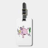 Grappige Cartoon Piggy Bank verliest geld Bagagelabel (Voorkant verticaal)