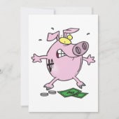 Grappige Cartoon Piggy Bank verliest geld Kaart (Voorkant)