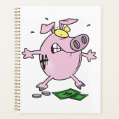 Grappige Cartoon Piggy Bank verliest geld Planner (Voorkant)