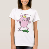 Grappige Cartoon Piggy Bank verliest geld T-shirt (Voorkant)