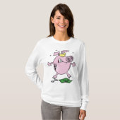 Grappige Cartoon Piggy Bank verliest geld T-shirt (Voorkant volledig)