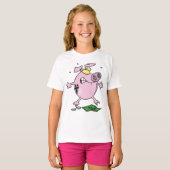 Grappige Cartoon Piggy Bank verliest geld T-shirt (Voorkant volledig)