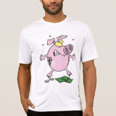 Grappige Cartoon Piggy Bank verliest geld T-shirt (Voorkant)
