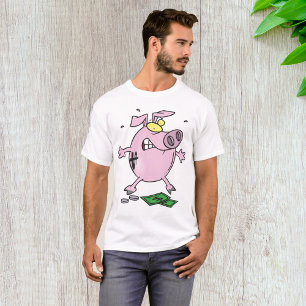 Grappige Cartoon Piggy Bank verliest geld T-shirt