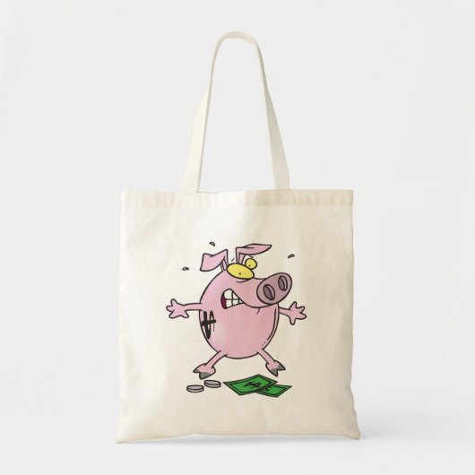 Grappige Cartoon Piggy Bank verliest geld Tote Bag (Voorkant)