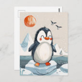 Grappige cartoon Pinguïn op Ice Floe Briefkaart (Voorkant / Achterkant)