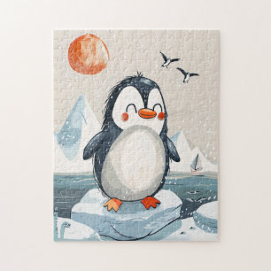 Grappige cartoon Pinguïn op Ice Floe Legpuzzel