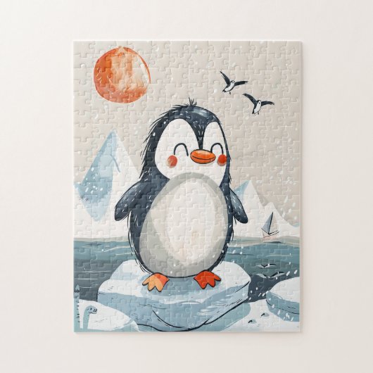 grappige cartoon Pinguïn op ijsschots Legpuzzel (Verticaal)