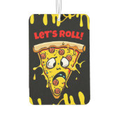 Grappige Cartoon Pizza Slice met aangepaste tekst Luchtverfrisser (Achterkant)