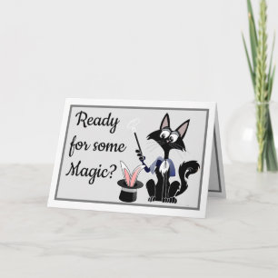 Grappige cartoon poes goocheltruc konijnenverjaard