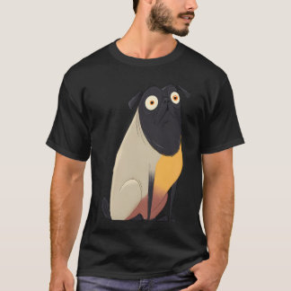 Grappige Cartoon Pug met Grote Ogen en Kleurrijk L T-shirt