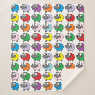 Grappige Cartoon Rainbow Sheep Sherpa Deken