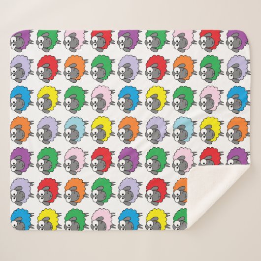Grappige Cartoon Rainbow Sheep Sherpa Deken (Voorkant (horizontaal))