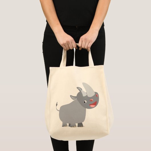 Grappige Cartoon Rhino Kruidenier Canvas tas (Voorkant (product))