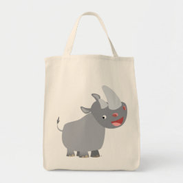 Grappige Cartoon Rhino Kruidenier Canvas tas
