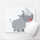 Grappige Cartoon Rhino Mousepad Muismat (Met muis)