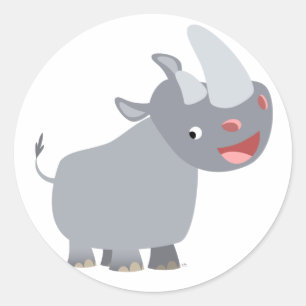 Grappige Cartoon Rhino Sticker