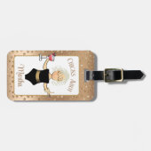 Grappige Cartoon Rijpere Vrouw Cruise Strand Tropi Bagagelabel (Voorkant horizontaal)