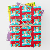 Grappige Cartoon Santa, rendier en wc-rol Inpakpapier Vel (In situ)