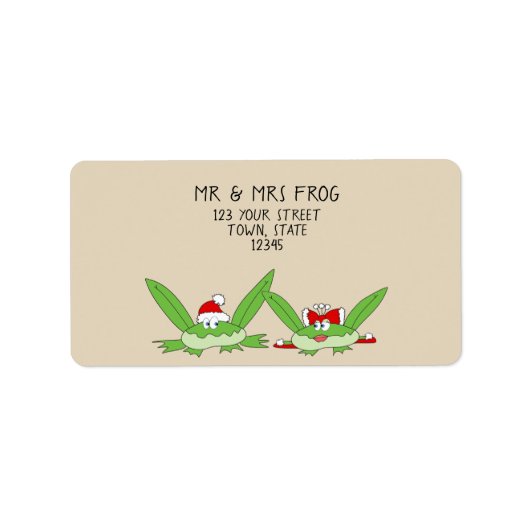 Grappige Cartoon Schattige kikkerpaar Modern Chris Etiket (Voorkant)