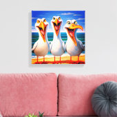 Grappige Cartoon Seagull Art Canvas Afdruk (Insitu (Woonkamer))