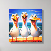 Grappige Cartoon Seagull Art Canvas Afdruk (Voorkant)