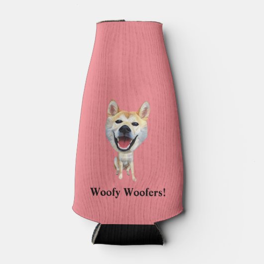 Grappige Cartoon Shiba Inu Flessenkoeler Flesjeskoeler (Voorkant)
