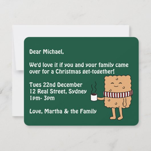 Grappige Cartoon S'more kerstfeest uitnodiging (Achterkant)