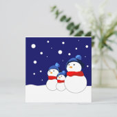 Grappige cartoon sneeuwpop feestdagenkaart (Staand voorkant)