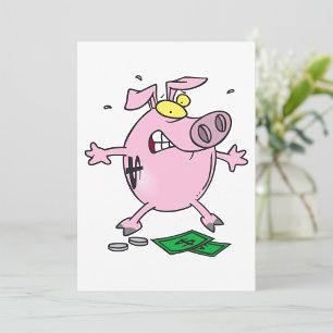 Grappige Cartoon Spaarpot Geld Verliezen Kaart